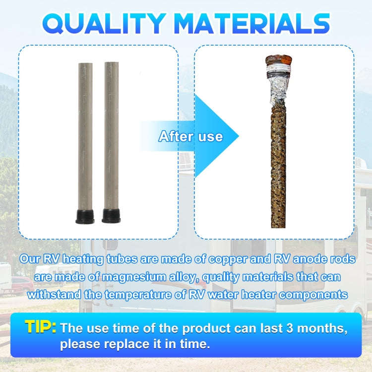 Water Heater Heating Element For RV Camper, Specifications: 4pcs /Pack Heating Tube + Anode Rod +...