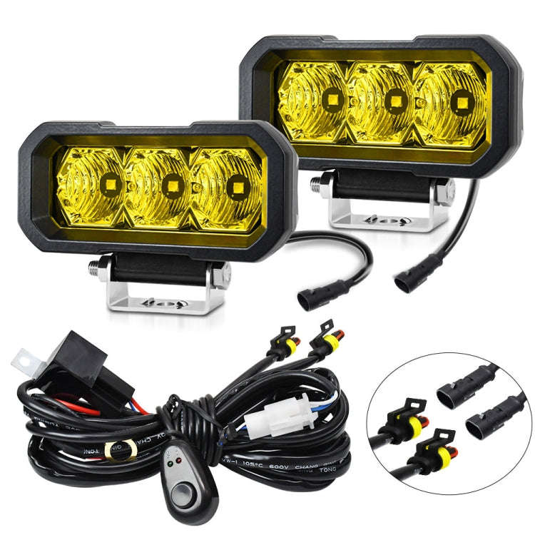 E23 40W 9V-30V 5 Inch Waterproof 3-Eye Headlight(Spotlight Yellow Light)