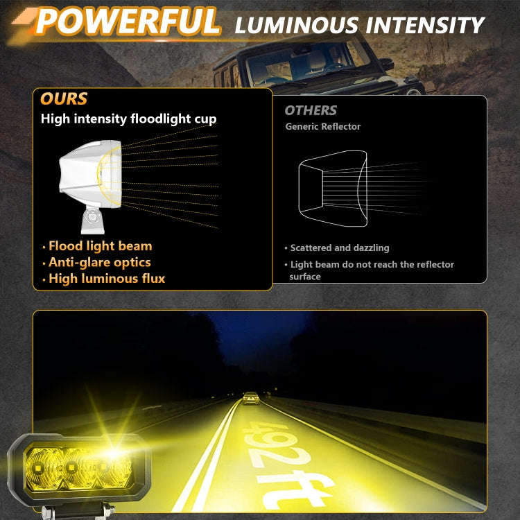 E23 40W 9V-30V 5 Inch Waterproof 3-Eye Headlight(Spotlight Yellow Light)