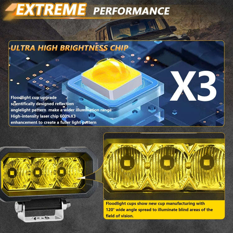 E23 40W 9V-30V 5 Inch Waterproof 3-Eye Headlight(Spotlight Yellow Light)
