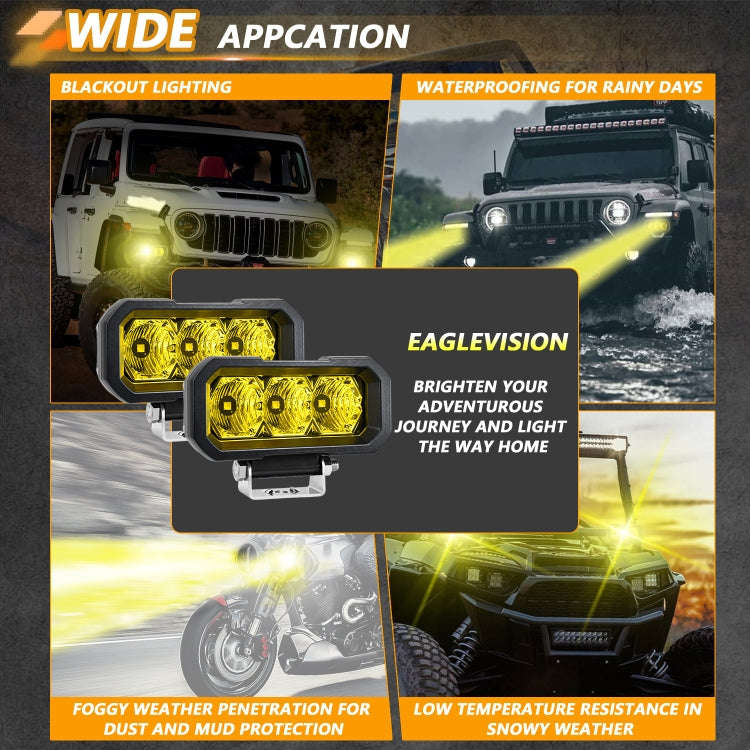 E23 40W 9V-30V 5 Inch Waterproof 3-Eye Headlight(Spotlight Yellow Light)