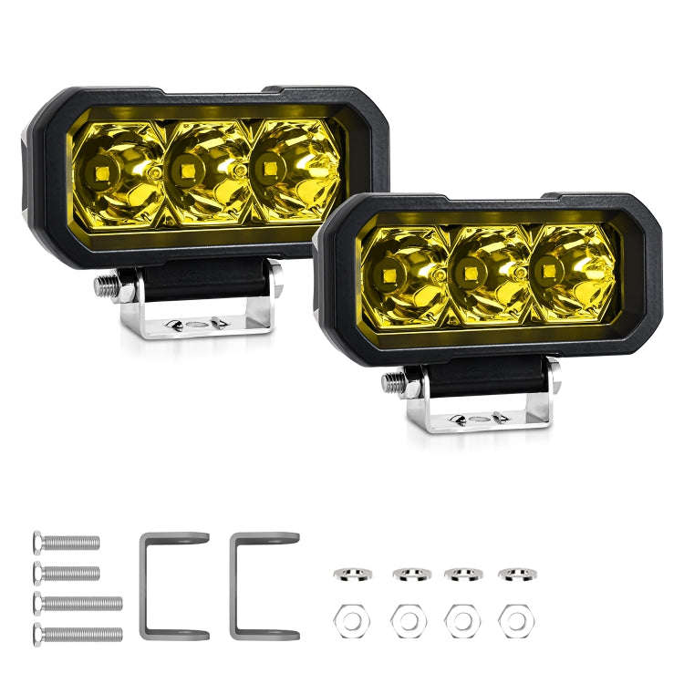 E23 40W 9V-30V 5 Inch Waterproof 3-Eye Headlight(Floodlight Yellow Light)