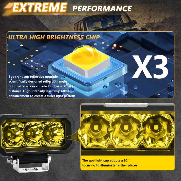 E23 40W 9V-30V 5 Inch Waterproof 3-Eye Headlight(Floodlight Yellow Light)