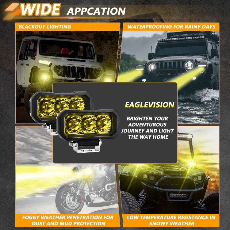 E23 40W 9V-30V 5 Inch Waterproof 3-Eye Headlight(Floodlight Yellow Light)