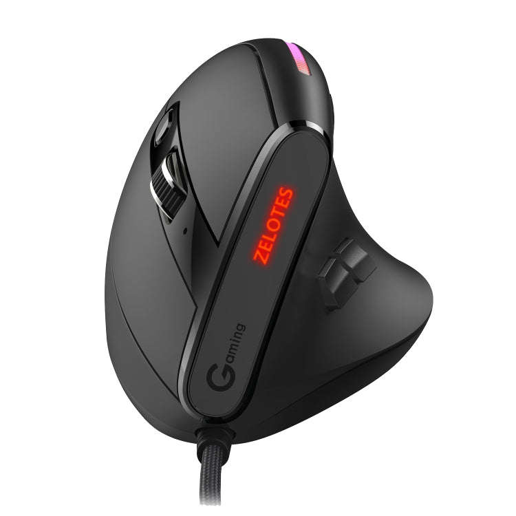ZELOTES T50 9-Keys RGB Lighting Effect Vertical Grip Ergonomic Programming Wired Mouse(Black)