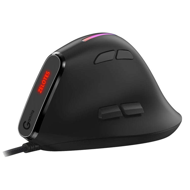 ZELOTES T50 9-Keys RGB Lighting Effect Vertical Grip Ergonomic Programming Wired Mouse(Black)