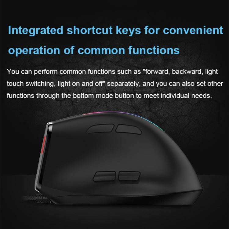 ZELOTES T50 9-Keys RGB Lighting Effect Vertical Grip Ergonomic Programming Wired Mouse(Black)