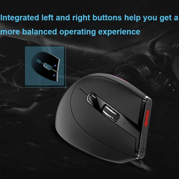 ZELOTES T50 9-Keys RGB Lighting Effect Vertical Grip Ergonomic Programming Wired Mouse(Black)