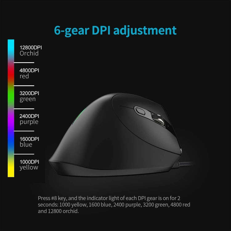 ZELOTES T50 9-Keys RGB Lighting Effect Vertical Grip Ergonomic Programming Wired Mouse(Black)