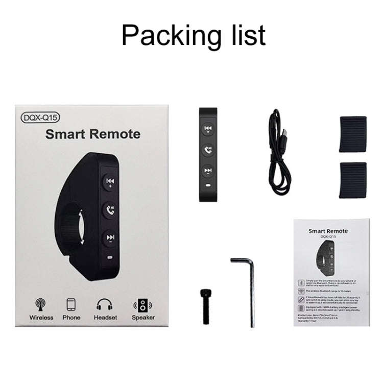 Q15 Motorcycle Riding Wireless Bluetooth Handlebar Control Phone Button Remote Controller(Black)