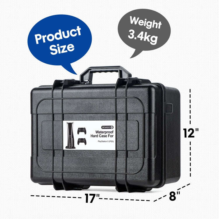 For PS5 DEVASO Game Console Storage Box Hard-shell Waterproof Handheld Case
