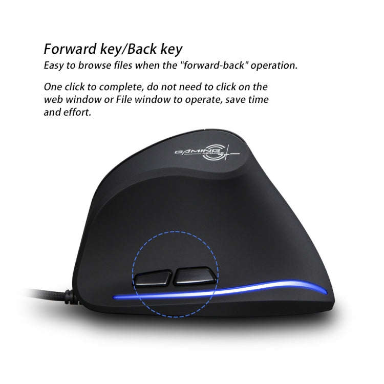 ZELOTES T20 6-Keys Vertical Grip Ergonomic Laptop Wired Mouse(Black)