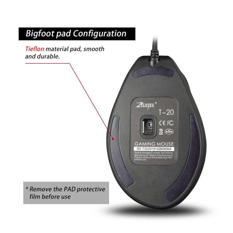 ZELOTES T20 6-Keys Vertical Grip Ergonomic Laptop Wired Mouse(Black)