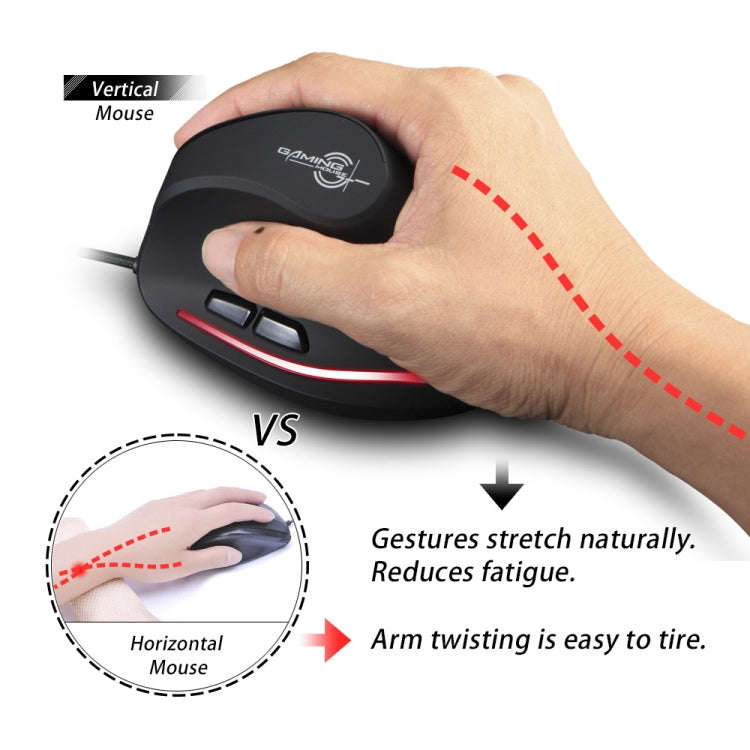 ZELOTES T20 6-Keys Vertical Grip Ergonomic Laptop Wired Mouse(Black)