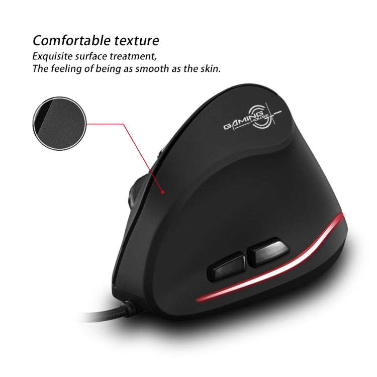 ZELOTES T20 6-Keys Vertical Grip Ergonomic Laptop Wired Mouse(Black)
