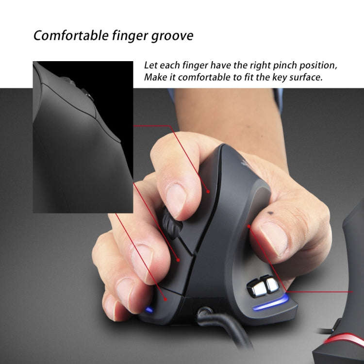 ZELOTES T20 6-Keys Vertical Grip Ergonomic Laptop Wired Mouse(Black)