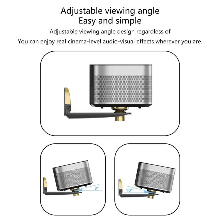 Aluminum Alloy Pan Head Adjustable Foldable Projector Wall Mount(Black Gold)