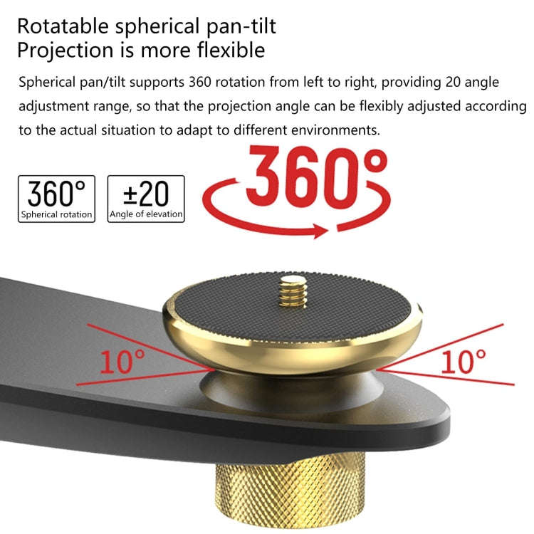 Aluminum Alloy Pan Head Adjustable Foldable Projector Wall Mount(Coffee Gold)