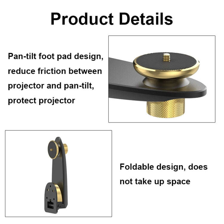 Aluminum Alloy Pan Head Adjustable Foldable Projector Wall Mount(Black Gold)