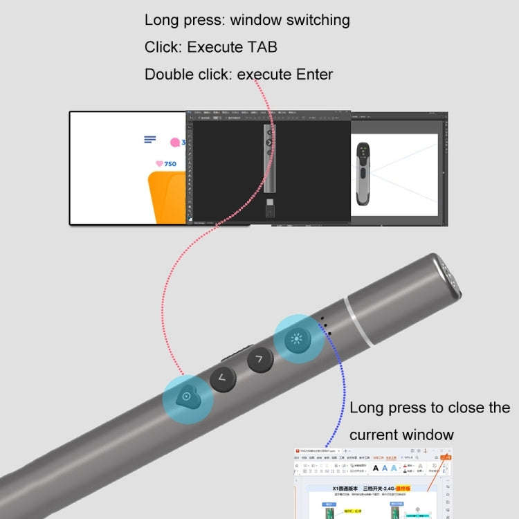 Multifunctional Conference Teaching Page Turning Pen Laser Pointer Without Telescopic