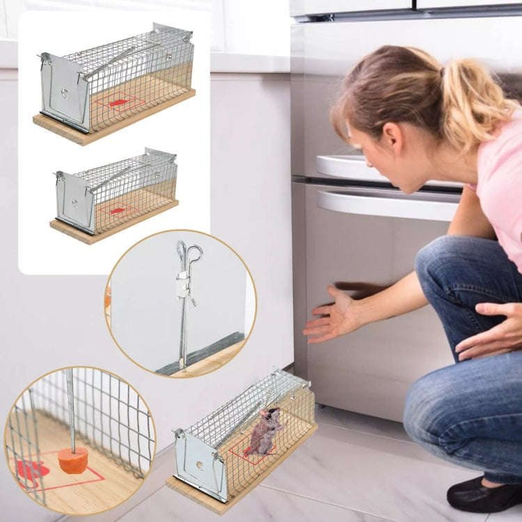 Wooden Mousetrap Cage Live Animal Humane Trap Catch, Size: Large