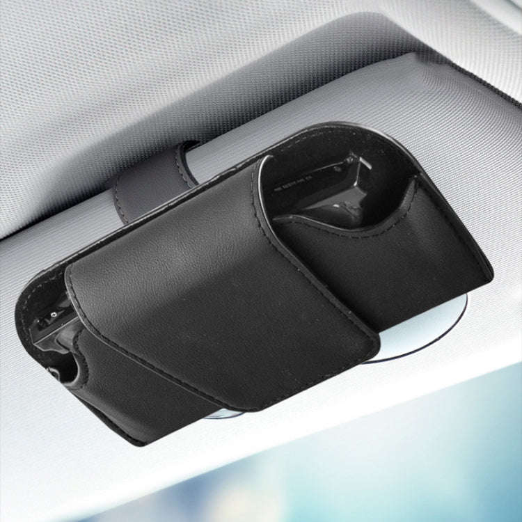 Car Eyeglasses Case Sun Visor Back Clip Sunglasses Organizer Multi-function Leather Sunglasses Cl...
