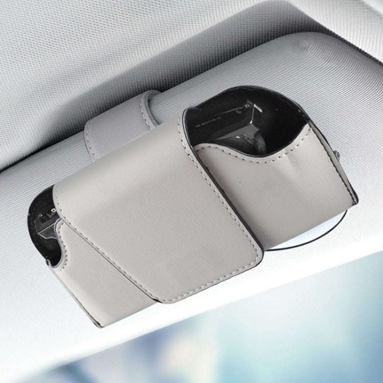 Car Eyeglasses Case Sun Visor Back Clip Sunglasses Organizer Multi-function Leather Sunglasses Cl...