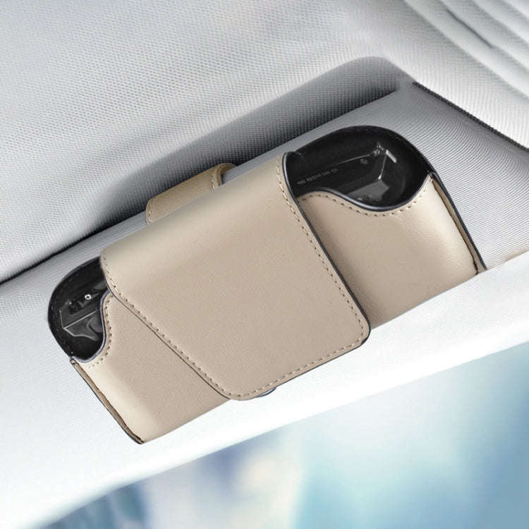 Car Eyeglasses Case Sun Visor Back Clip Sunglasses Organizer Multi-function Leather Sunglasses Cl...