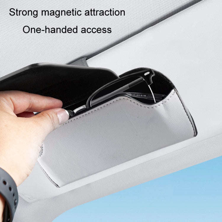 Car Eyeglasses Case Sun Visor Back Clip Sunglasses Organizer Multi-function Leather Sunglasses Cl...