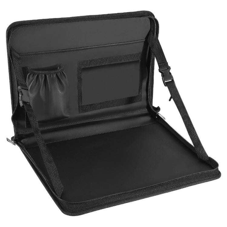 Multifunctional Car Steering Wheel Dining Table Car Seatback Hanging Foldable Storage Bag(Black)