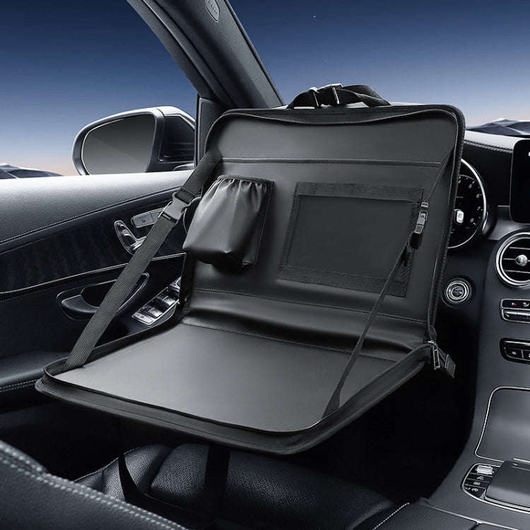 Multifunctional Car Steering Wheel Dining Table Car Seatback Hanging Foldable Storage Bag(Black)