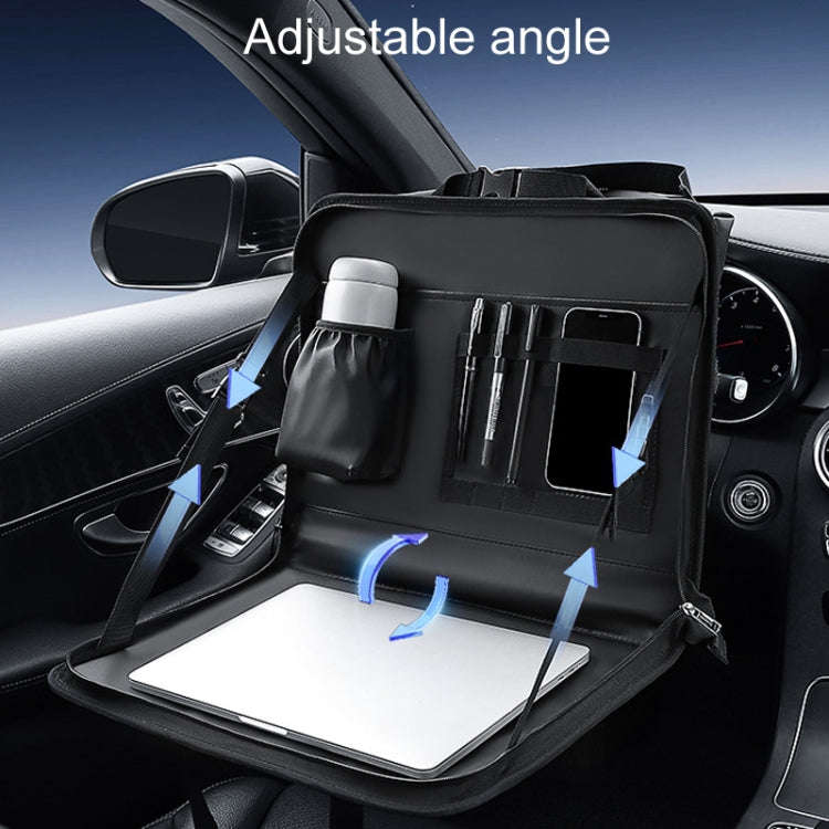 Multifunctional Car Steering Wheel Dining Table Car Seatback Hanging Foldable Storage Bag(Black)