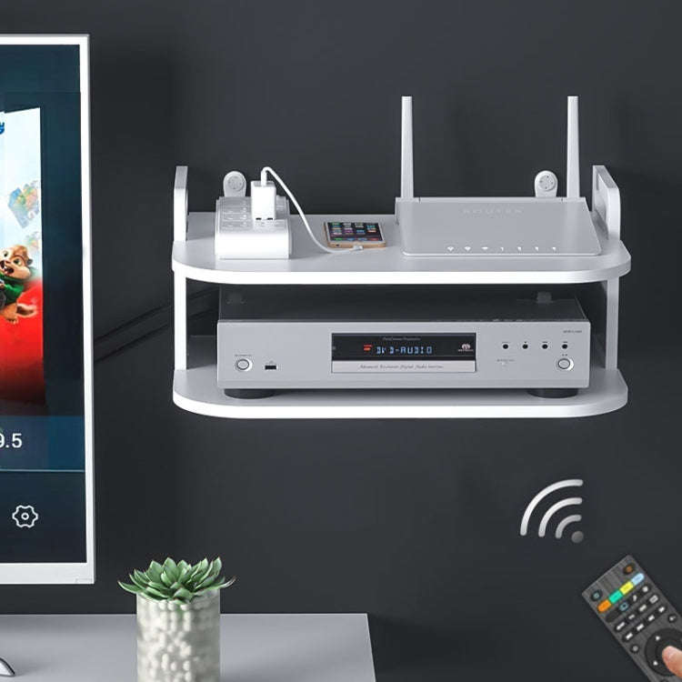 30cm Living Room Projector Holder Home Wall-Mounted No-Punch Hollowing Set-Top Box Shelf