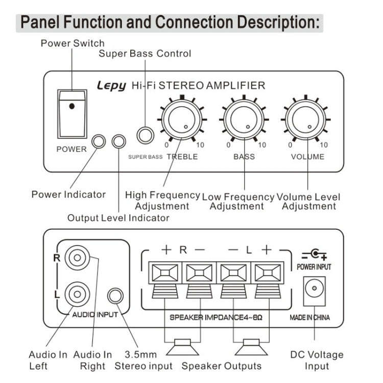 Lepy LP-268 DC12V High Fidelity Power Car/Motorcycle Amplifier(Silver)
