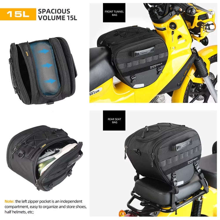 Rhinowalk MTR5001 15L Scooter Front Bag Large Capacity Curved Beam Motorcycle Rear Seat Bag(Black)