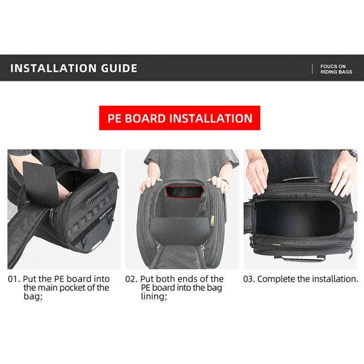 Rhinowalk MTR5001 15L Scooter Front Bag Large Capacity Curved Beam Motorcycle Rear Seat Bag(Black)