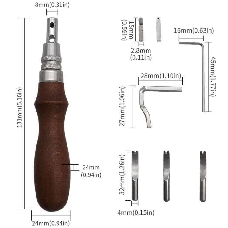 7 In 1 Leather Edge Presser Groove Cutter Edge Trimmer(Brown)