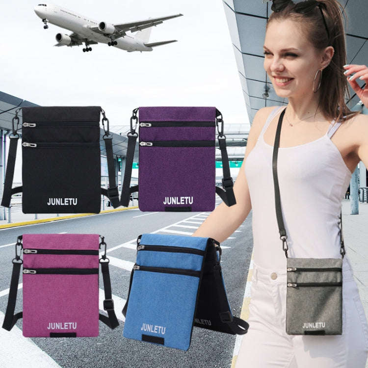 JUNLETU Crossbody Bag Waterproof Cell Phone Bag Travel Documents Passport Card Neck Pouch(Dark Blue)