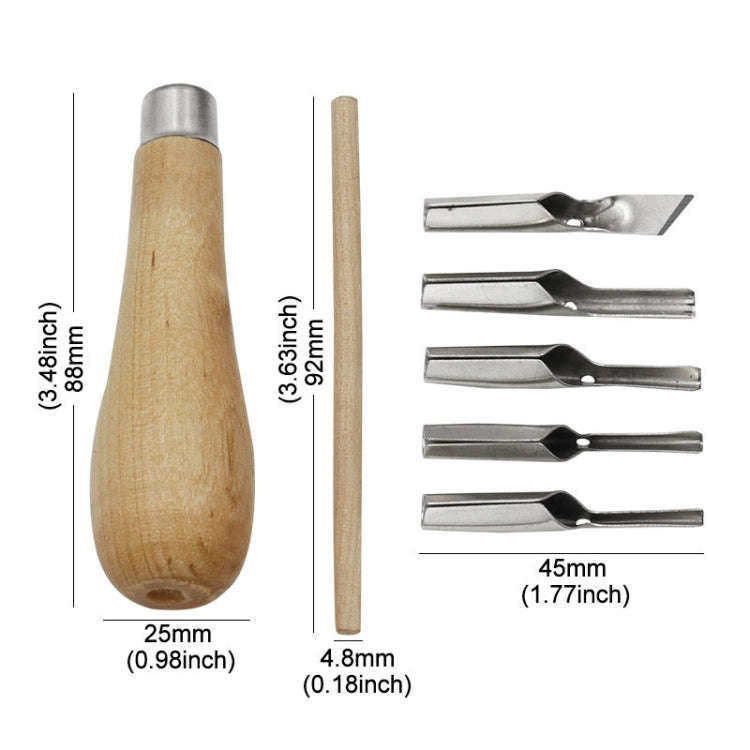 7pcs /Set Wood Handle Carving Knife Tool Art Combination Set(Five Blade Heads)