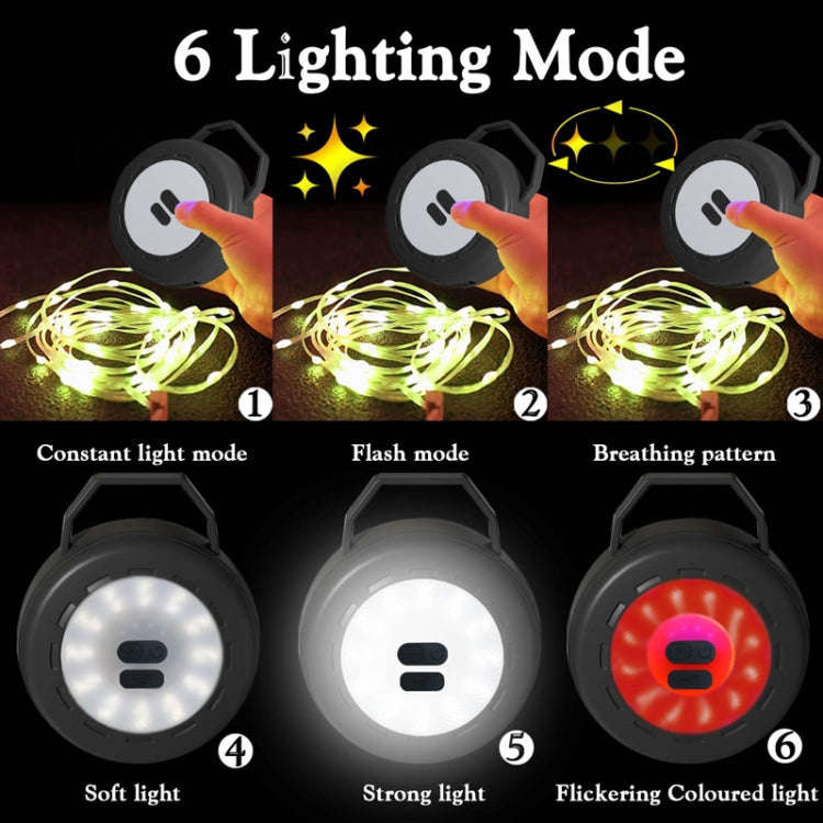 TUBUZHE 2 In 1 LED Portable String Lamp Camping Atmosphere Light USB Rechargeable Outdoor Tent Ni...