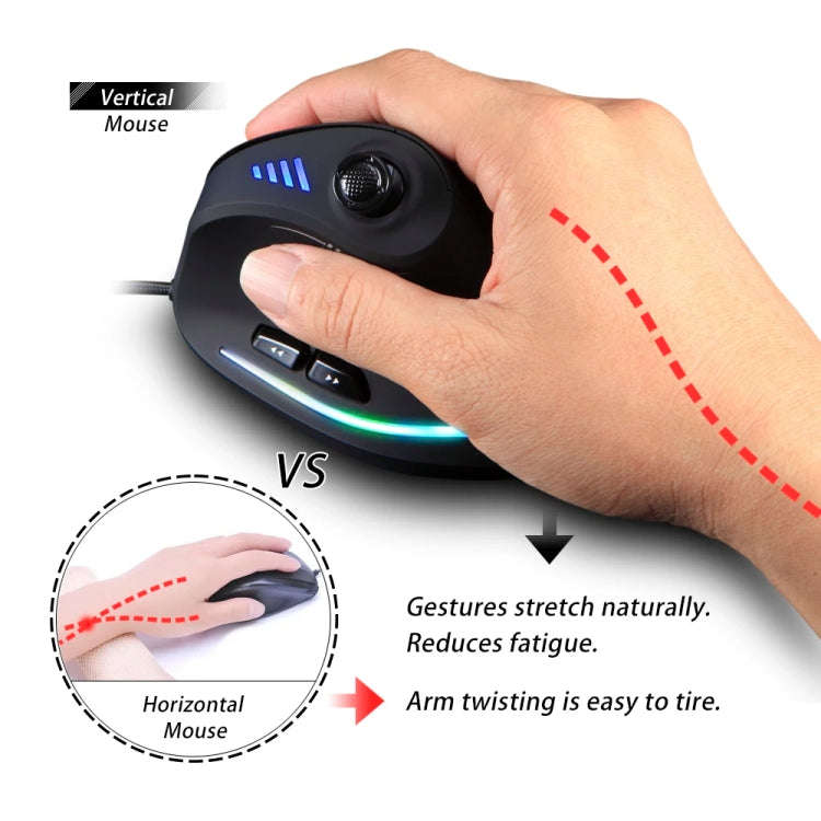 ZELOTES C18 11-Keys RGB Vertical Grip Ergonomic Joystick Programming Gaming Wired Mouse(Black)