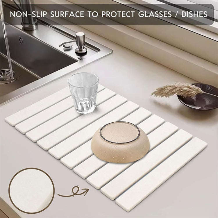 Diatomaceous Earth Tableware Drying Mat Foldable Dish Drainer Kitchen Bathroom Absorbent Mat, Siz...