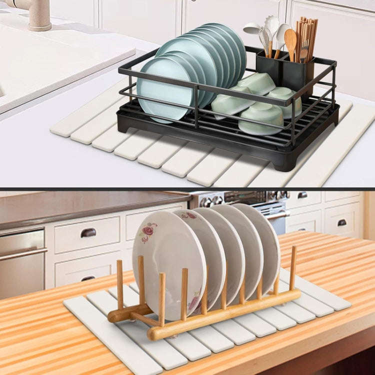 Diatomaceous Earth Tableware Drying Mat Foldable Dish Drainer Kitchen Bathroom Absorbent Mat, Siz...