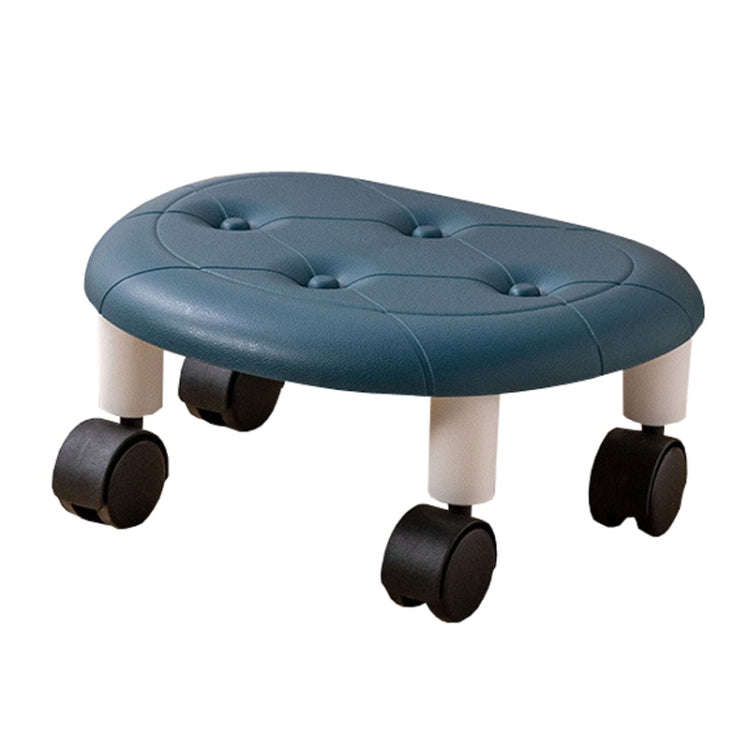 Bedroom Simple Universal Wheel Imitation Leather Pulley Low Stool(Blue)