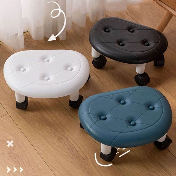 Bedroom Simple Universal Wheel Imitation Leather Pulley Low Stool(Black)
