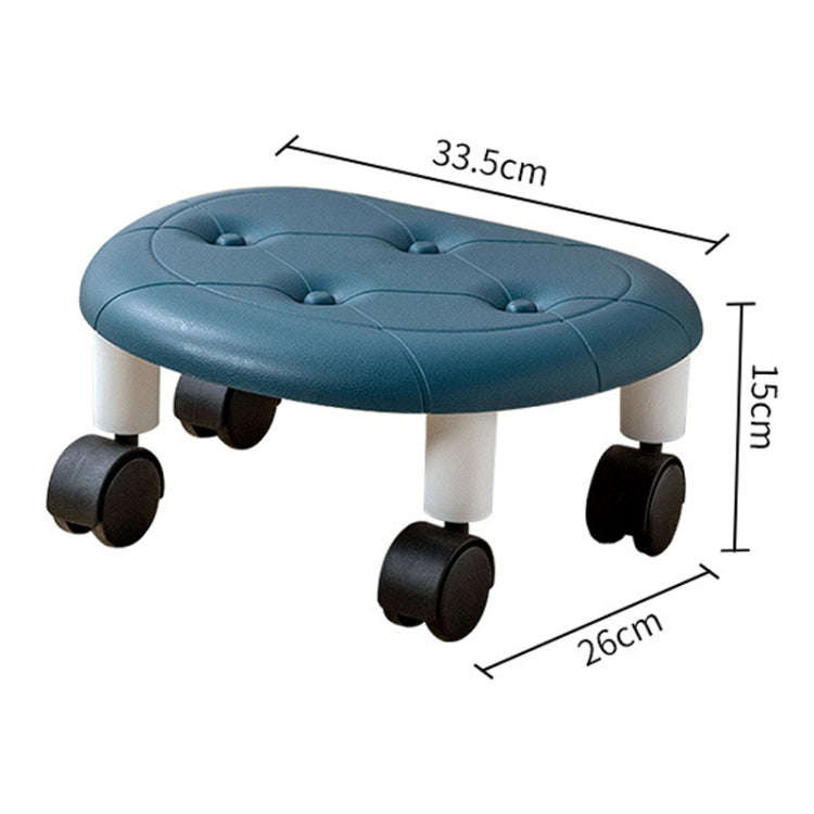 Bedroom Simple Universal Wheel Imitation Leather Pulley Low Stool(Black)
