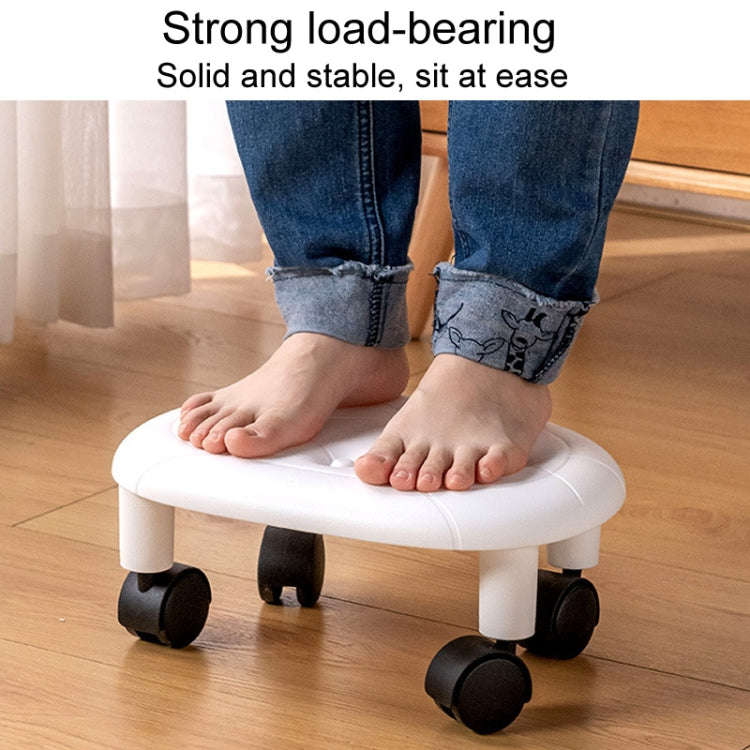 Bedroom Simple Universal Wheel Imitation Leather Pulley Low Stool(Black)