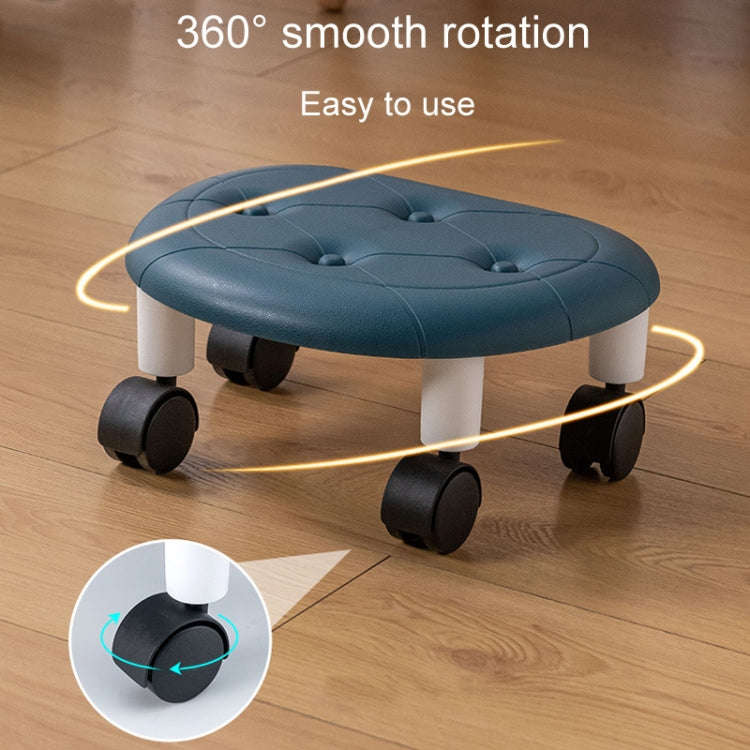 Bedroom Simple Universal Wheel Imitation Leather Pulley Low Stool(Black)