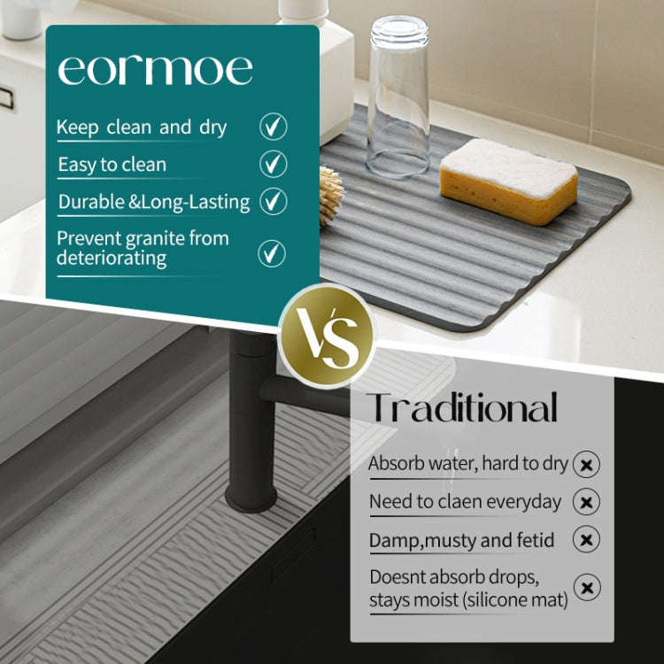Diatomite Kitchen Drying Mat Drainage Countertop Pad Quick Dry Coaster Bathroom Hard Floor Mat, S...