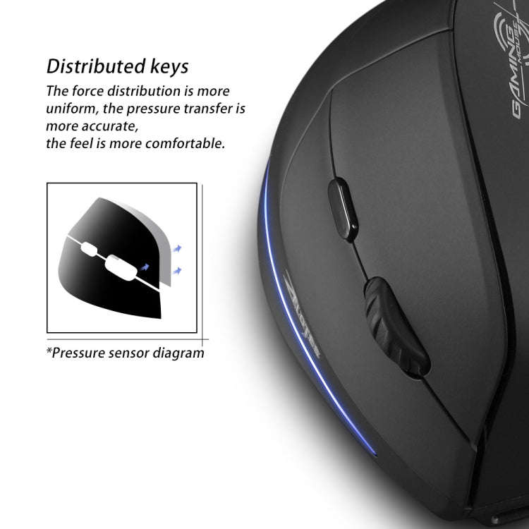 ZELOTES F35 6-buttons Vertical Grip Ergonomic Rechargeable Wireless Mouse(Blue Light)